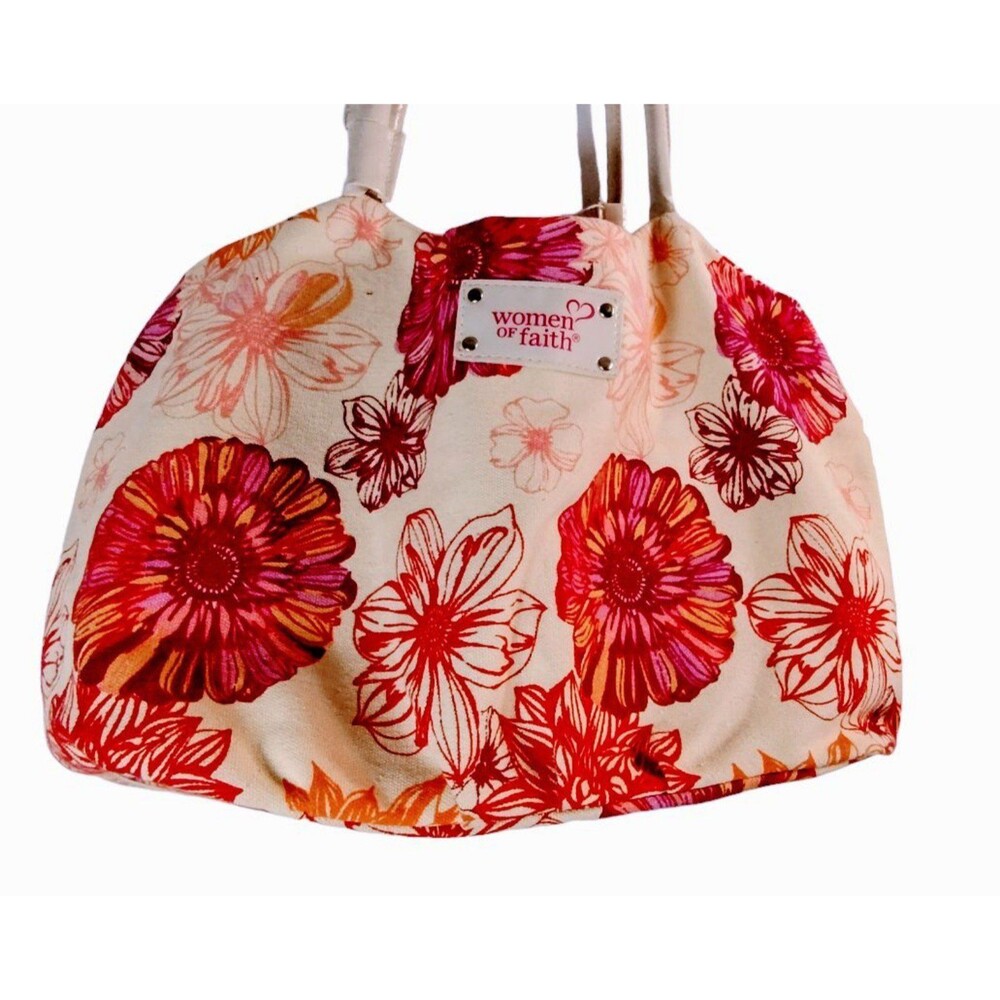 Women of Faith Orange Burgundy Magenta Handbag Purse Pouch Handles Canvas Zipper